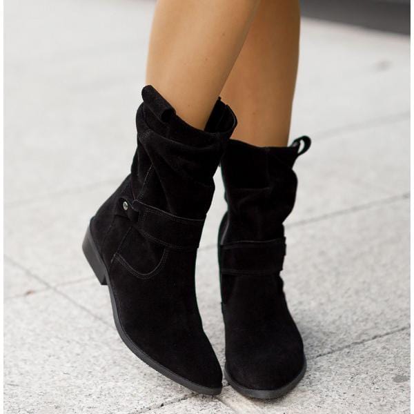 Women's classic suede Western ankle boots, an essential for fall fashion.