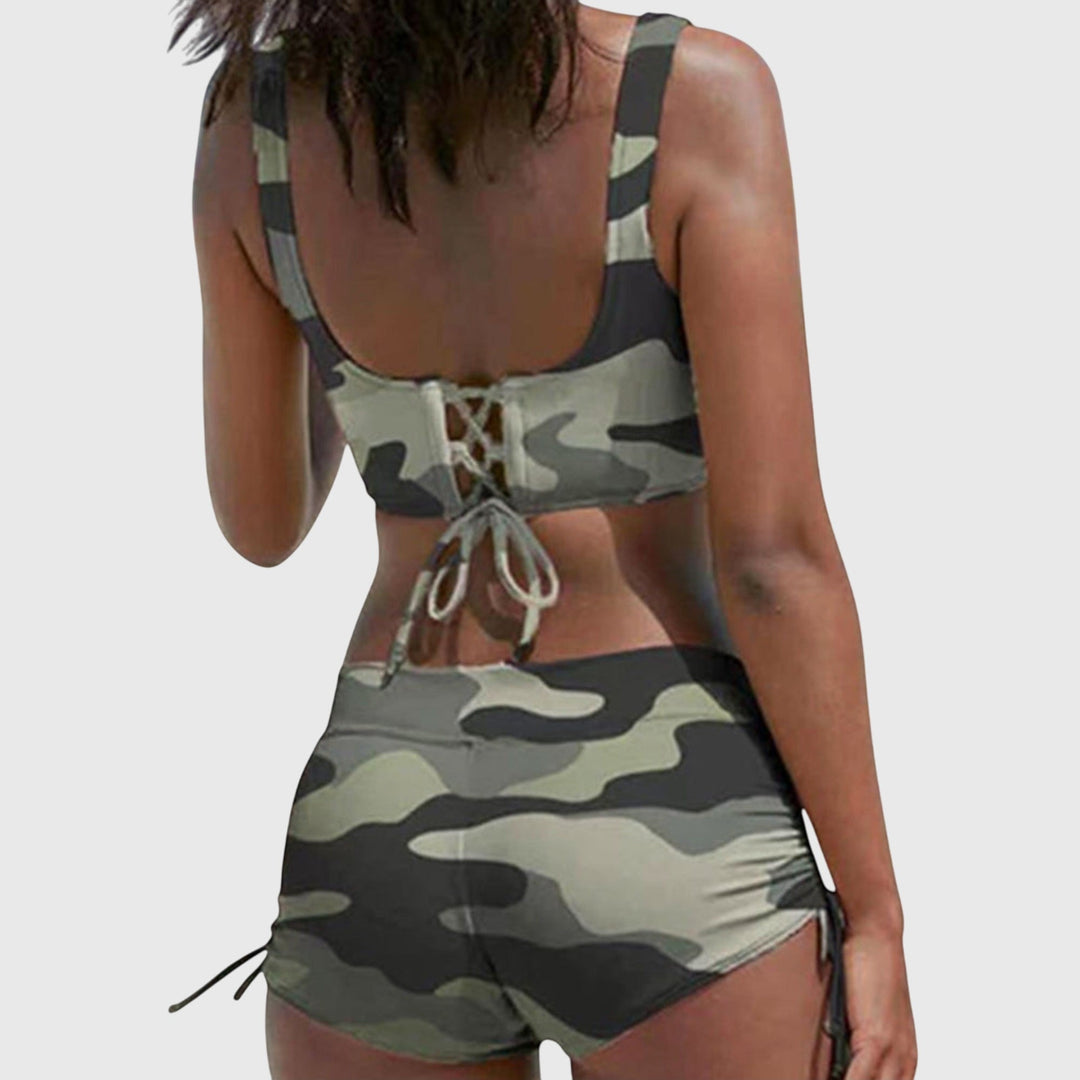 Stylish women's camouflage bikini, perfect two-piece swimwear for summer