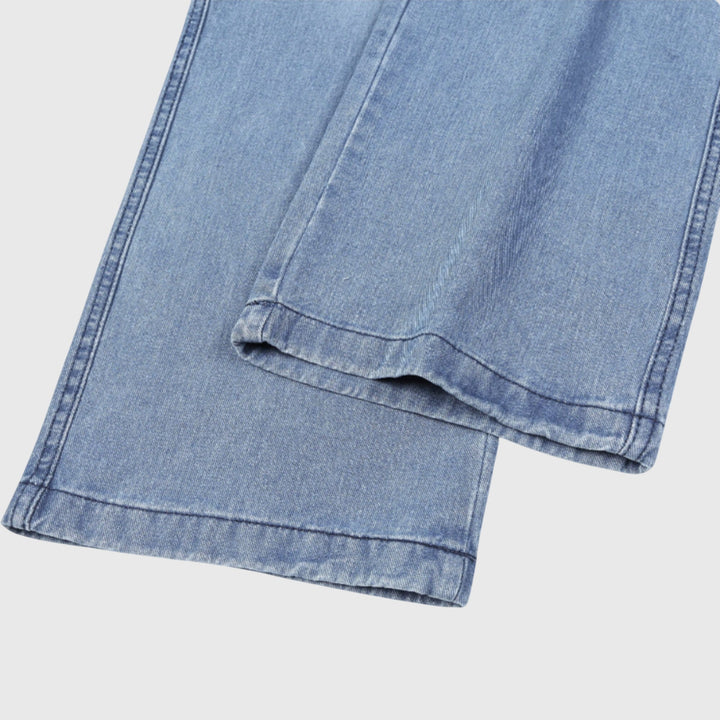 Comfortable women's blue denim wide leg pants, a must-have for summer fashion and casual styles