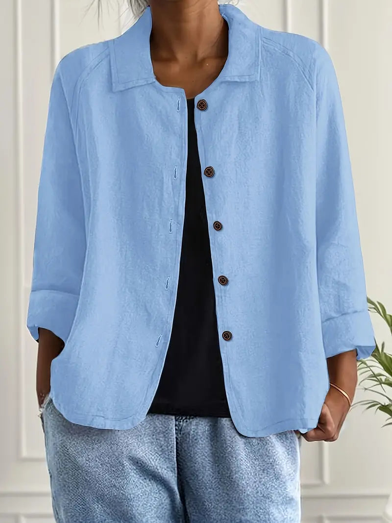 Women's casual button-front lightweight jacket in a versatile everyday style for ladies fashion.