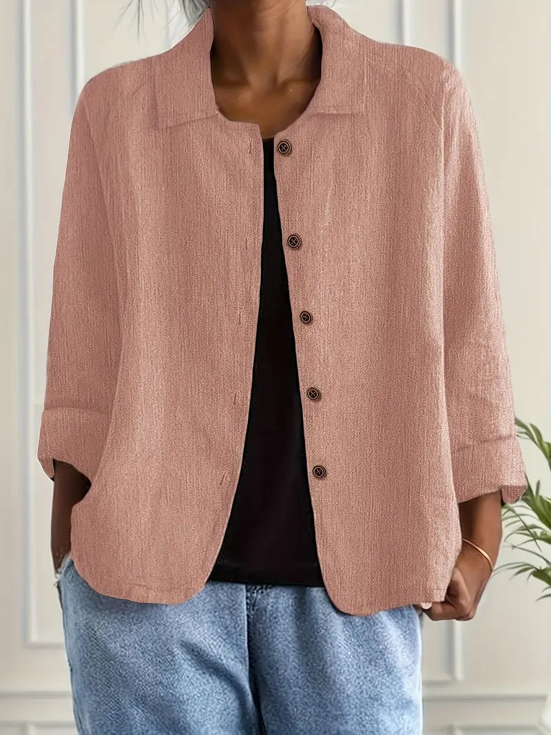 Stylish women's lightweight jacket with a button-front closure, perfect for spring and summer layering.