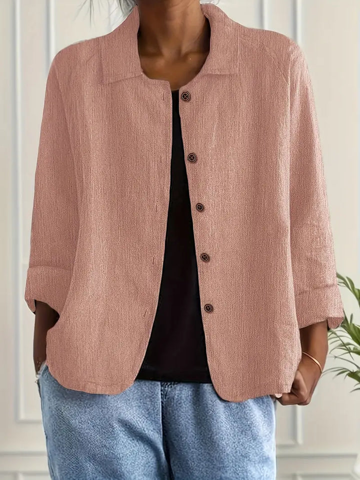 Stylish women's lightweight jacket with a button-front closure, perfect for spring and summer layering.