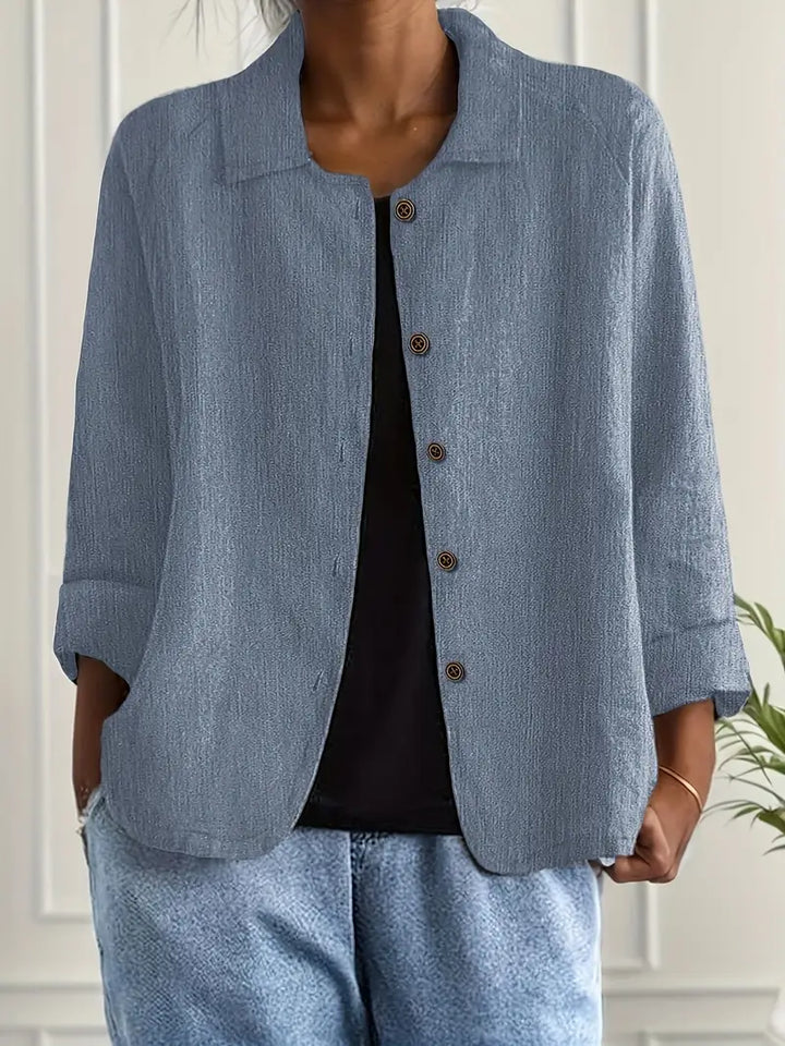 Lightweight women's jacket featuring a button-front design, ideal for versatile spring outfits.