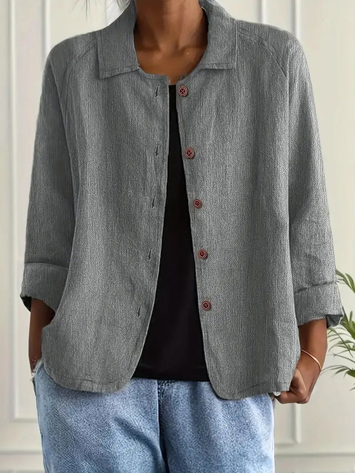 Versatile women's casual jacket with a button-front, perfect for lightweight summer layering.