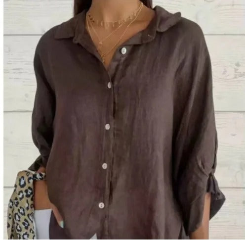 Chic women's casual button-up shirt, a must-have stylish blouse for any occasion.