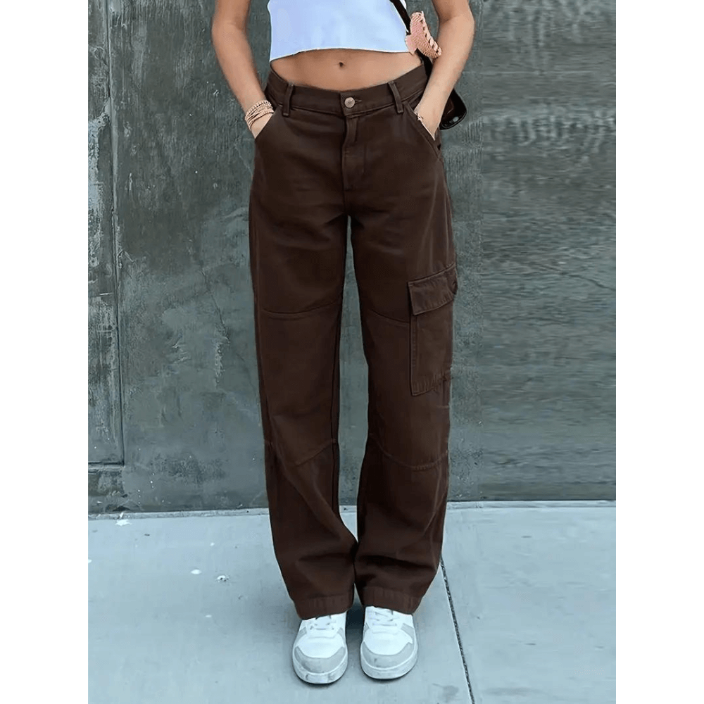 Women's casual cargo trousers, relaxed fit for everyday comfort & effortless style.
