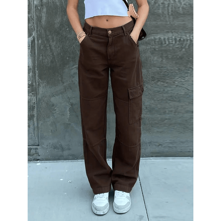 Women's casual cargo trousers, relaxed fit for everyday comfort & effortless style.