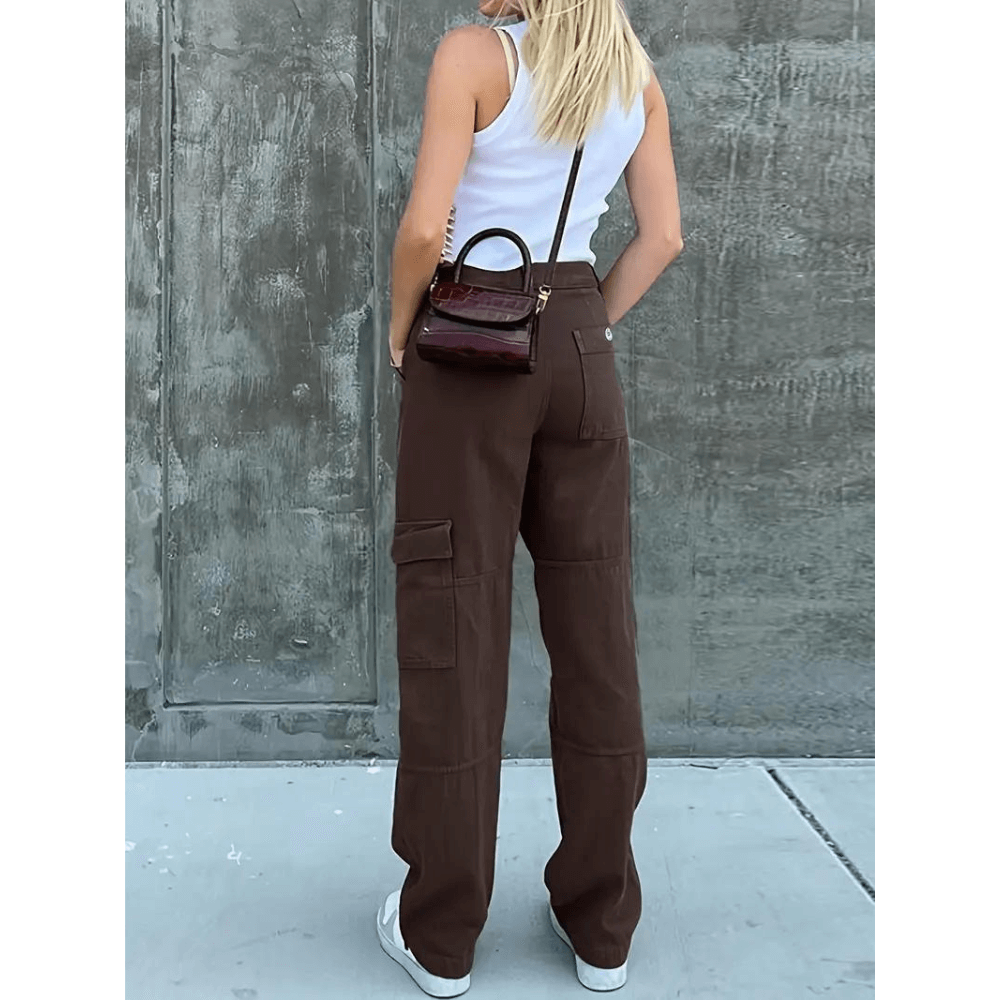 Comfortable women's cargo trousers with a relaxed fit, ideal for casual wear & modern fashion.