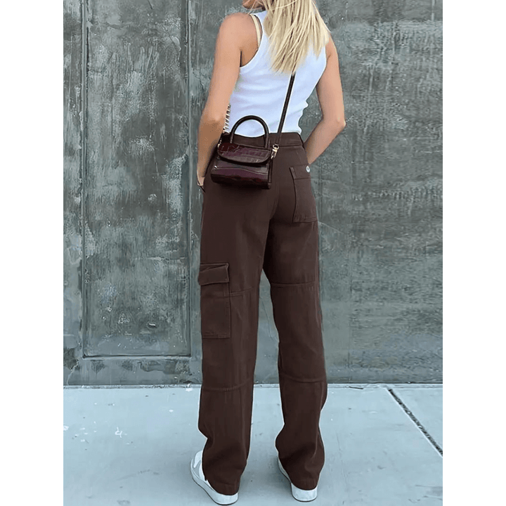 Comfortable women's cargo trousers with a relaxed fit, ideal for casual wear & modern fashion.