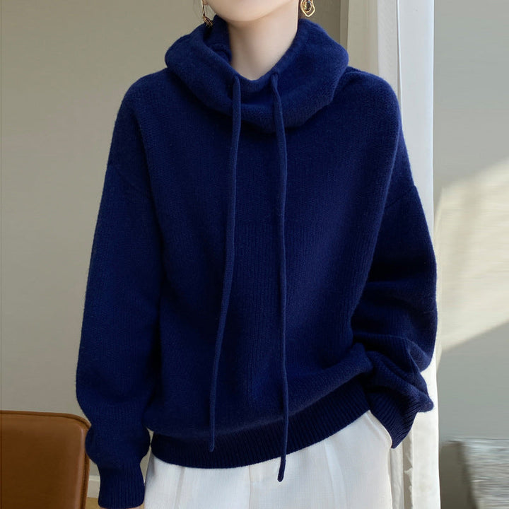 Front view of a women's purple casual drawstring hoodie, versatile for spring & summer fashion
