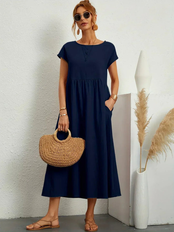 Women's casual elegant midi dress, perfect for summer everyday wear.