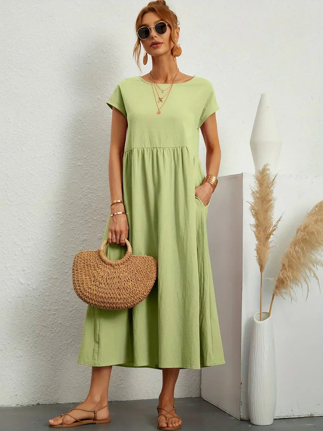 Elegant women's dress for summer, casual yet chic for ladies.
