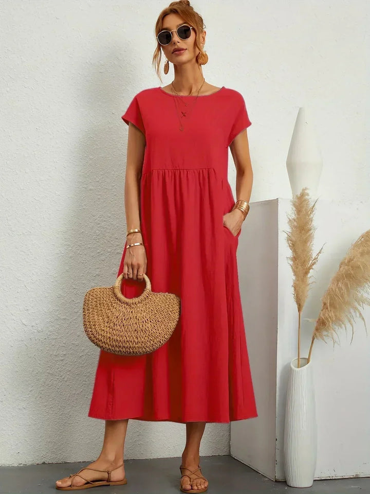 Flowy casual elegant dress, perfect for women's summer fashion.