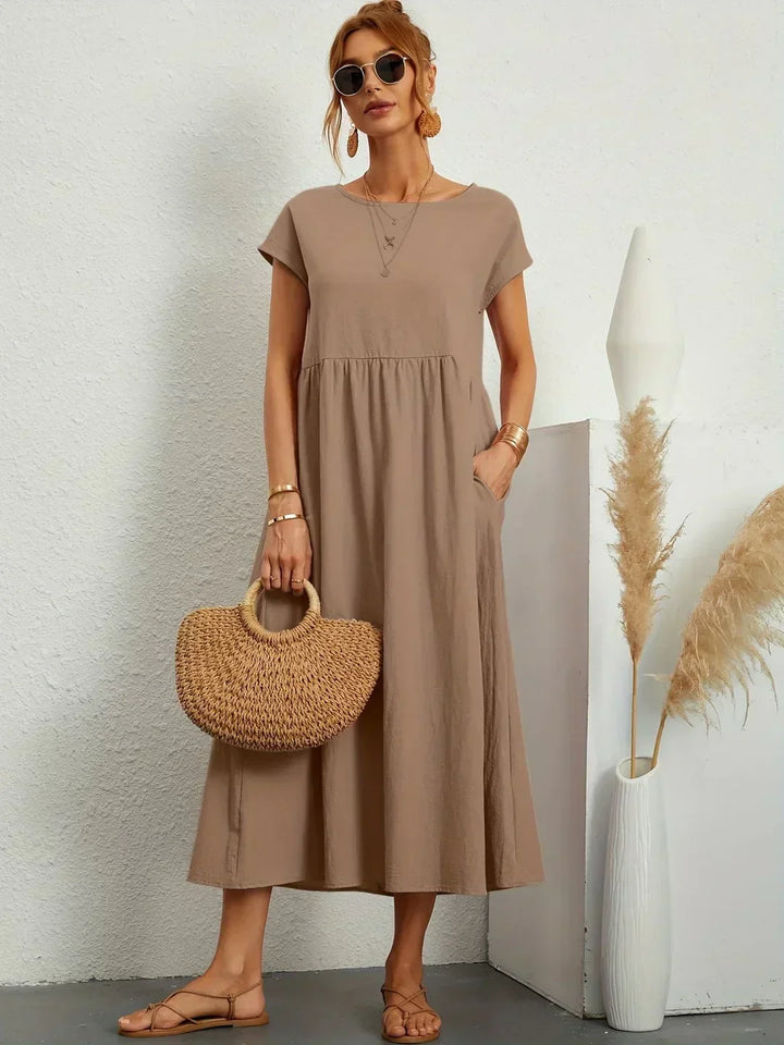 Summer women's midi dress, an elegant casual staple for ladies.