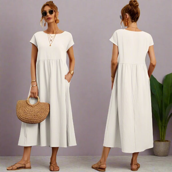 Ladies' elegant casual dress, perfect flowy style for summer comfort.