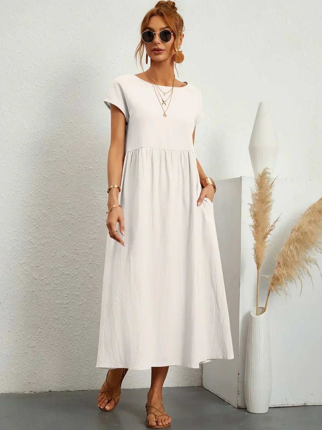Women's summer midi dress, effortless elegant and comfortable for everyday.
