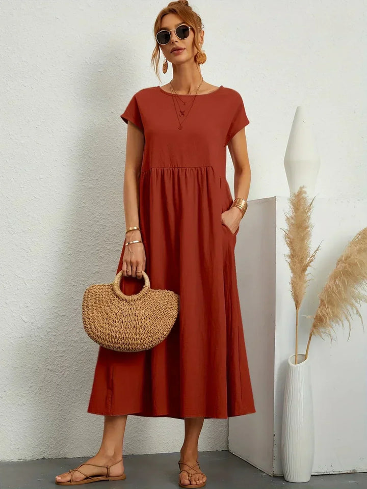 Summer-ready women's midi dress, comfortable and chic for any day.