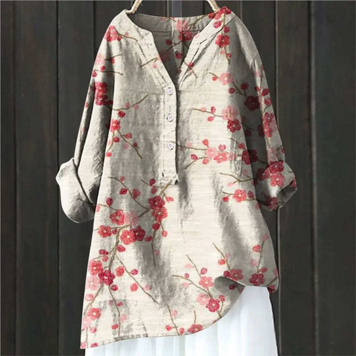 Women's casual floral print blouse, perfect for summer & spring everyday style.