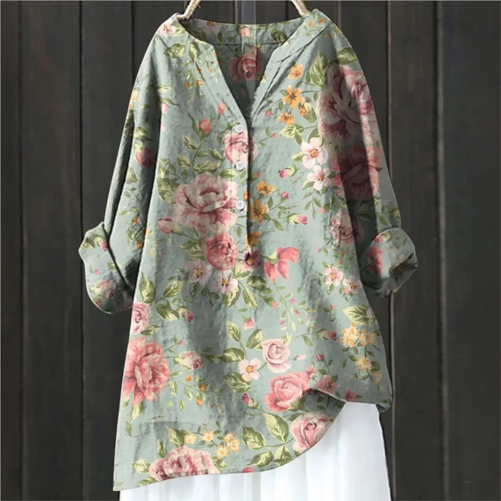 Effortless casual floral print blouse for women, ideal for spring & summer fashion.