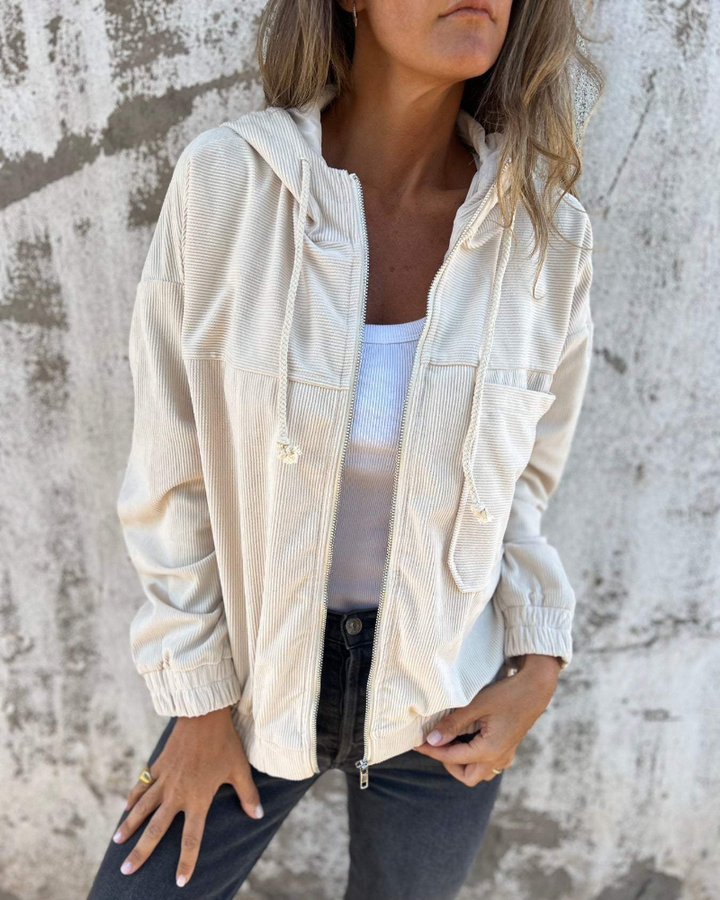 Women's casual full zip hooded jacket, perfect for everyday wear and comfort.