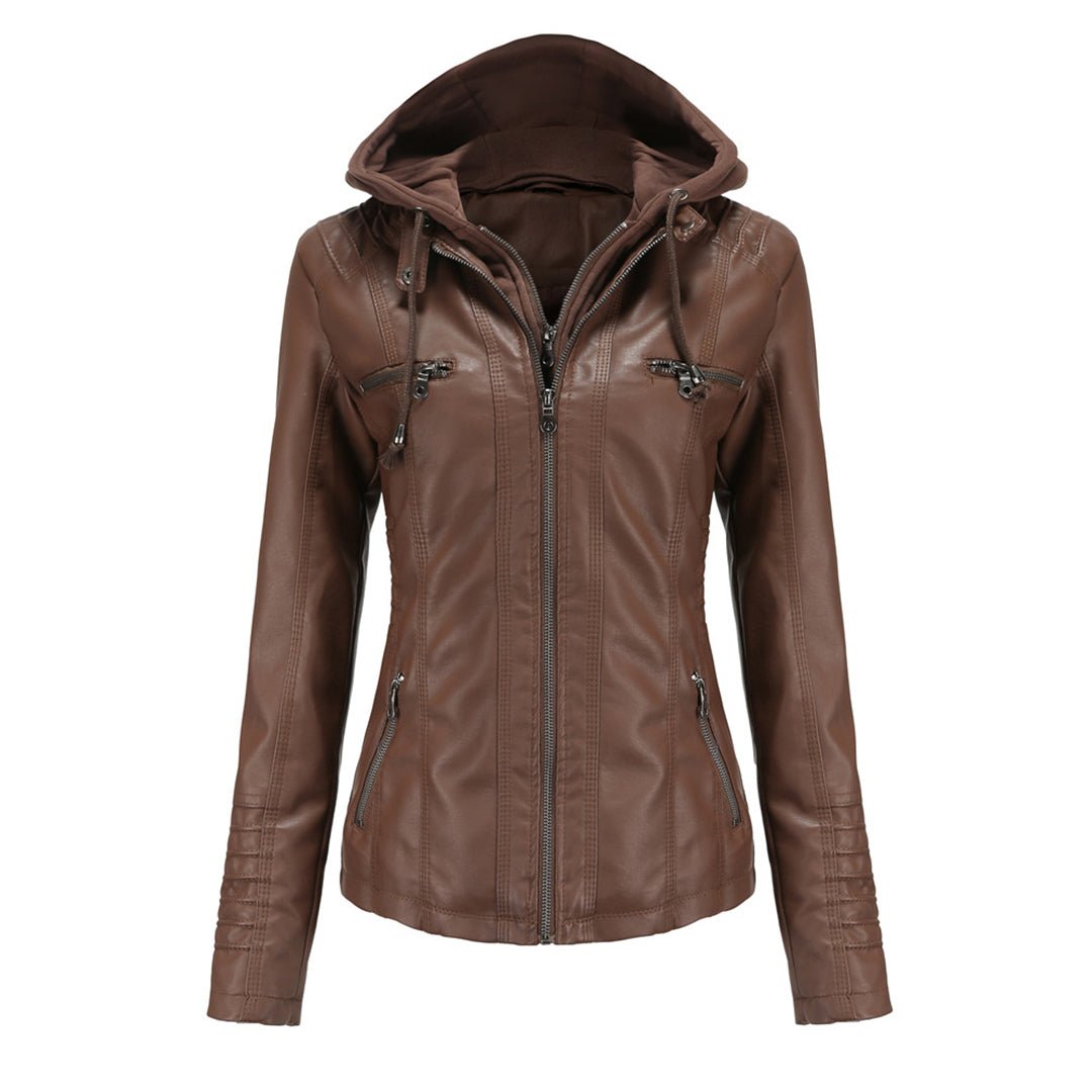 Stylish women's outerwear: a versatile casual jacket with a zipper closure and detachable hood.