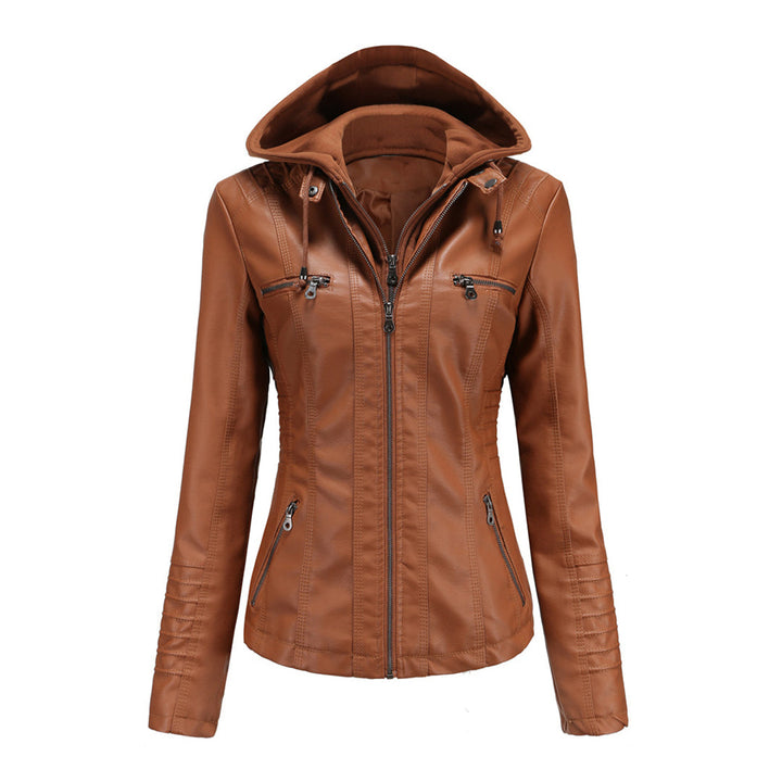 Grey women's casual hooded jacket, ideal for layering and adaptable to spring and fall weather.