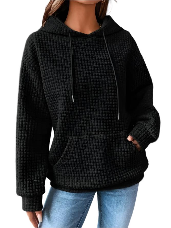 Women's casual hooded pullover in a soft pink, perfect for spring everyday wear.