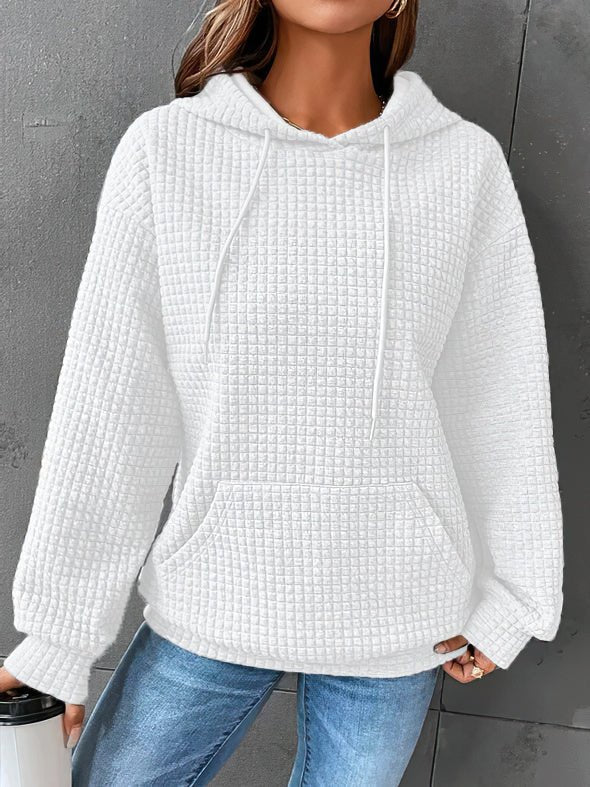 Everyday women's spring pullover with hood, lightweight and soft for comfort.