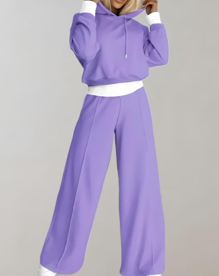Ladies matching hoodie and jogger tracksuit set. Perfect for casual wear & comfort.