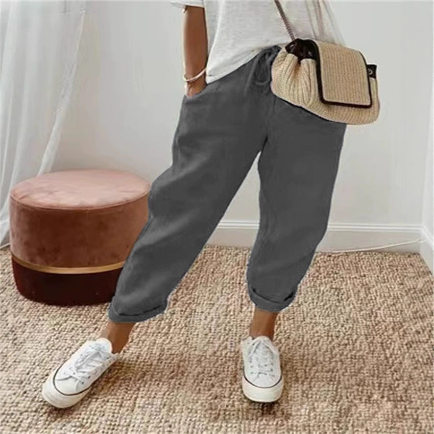 Comfortable women's fashion: Elastic waist chino pants in a soft, relaxed fit.