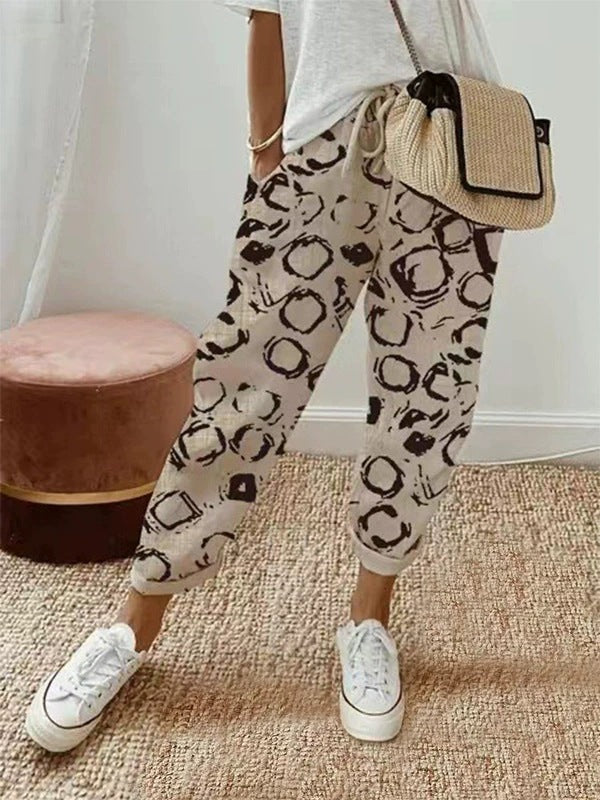 Women's relaxed fit chino pants with elastic waist, perfect for comfortable daily wear.