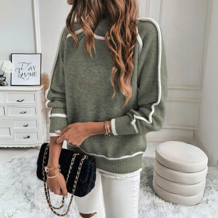 Lightweight long-sleeve women's pullover sweater, ideal for comfortable spring fashion knitwear