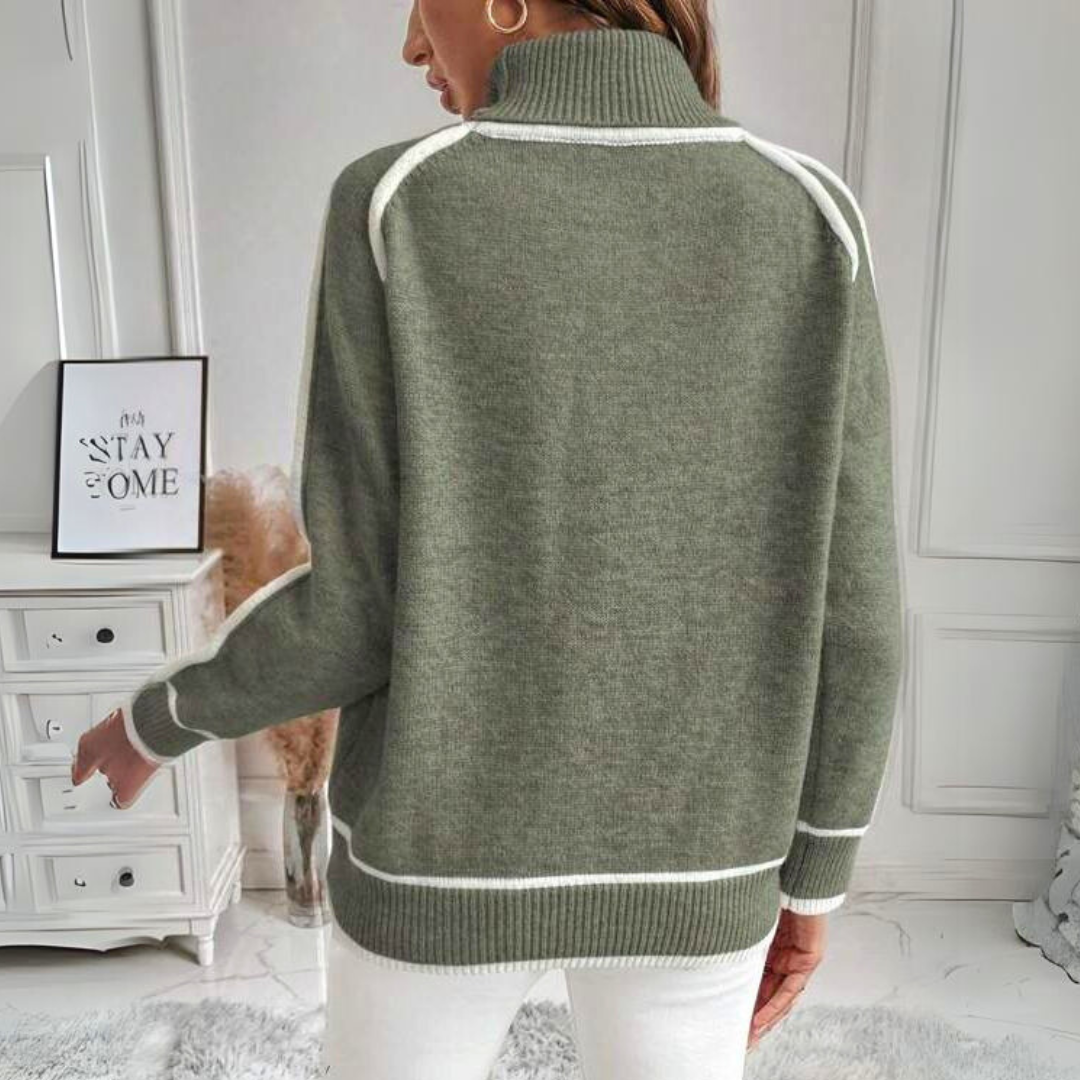 Stylish women's knit sweater for spring featuring a relaxed fit, great for casual everyday outfits