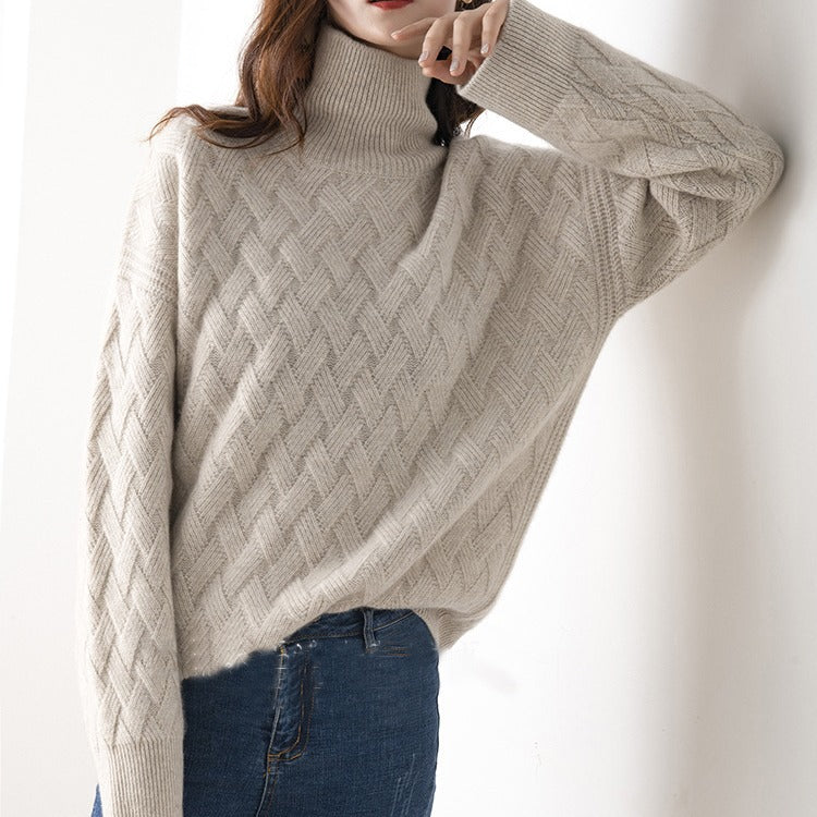 Soft knit long sleeve turtleneck top for women, essential spring fashion layering piece