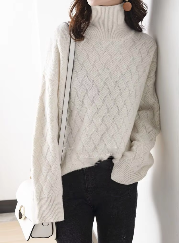 Solid color knit turtleneck sweater for women, a cozy and fashionable layering piece