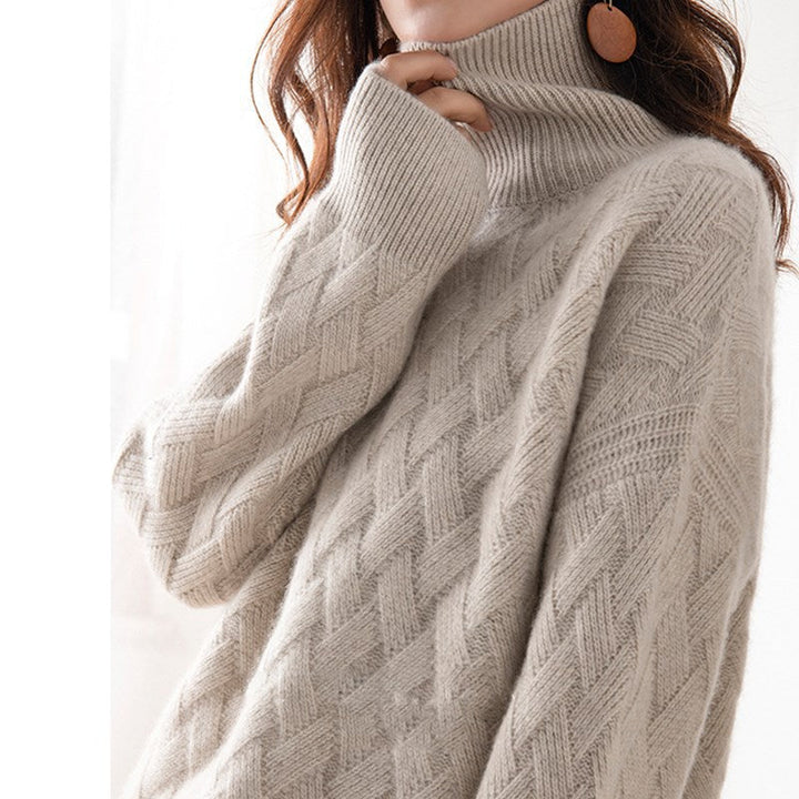Everyday women's apparel: a classic knit turtleneck sweater top in a casual style