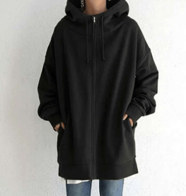 Women's hooded jacket styled open over a t-shirt, ideal for versatile everyday fashion