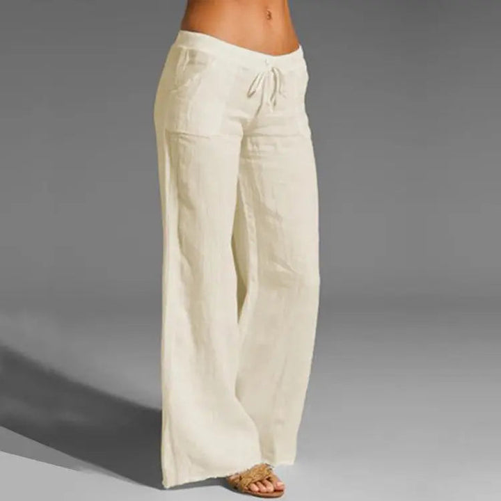 Women's casual loose linen blend summer trousers, ideal for breathable warm-weather comfort