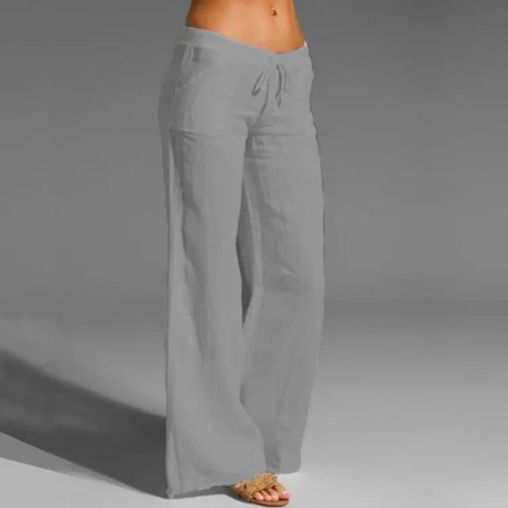 New women's linen trousers with elastic waist, perfect for relaxed summer fashion and travel