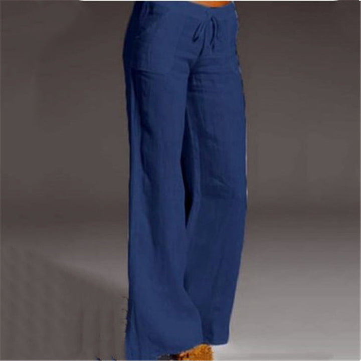 Summer fashion: Women's comfortable linen blend trousers with wide leg, great for everyday casual style