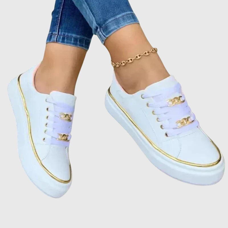 Comfortable women's spring sneakers, velvet lace-up design, shown from a slightly elevated angle for everyday wear.