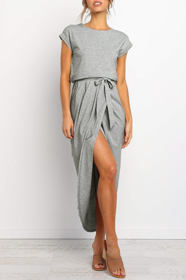 Midi dress for women, a summer fashion essential, featuring a trendy tie waist.
