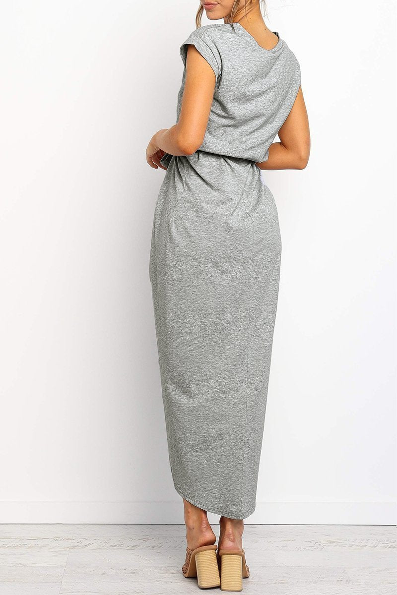 Elegant women's midi dress, perfect for any casual occasion, with a tie waist.