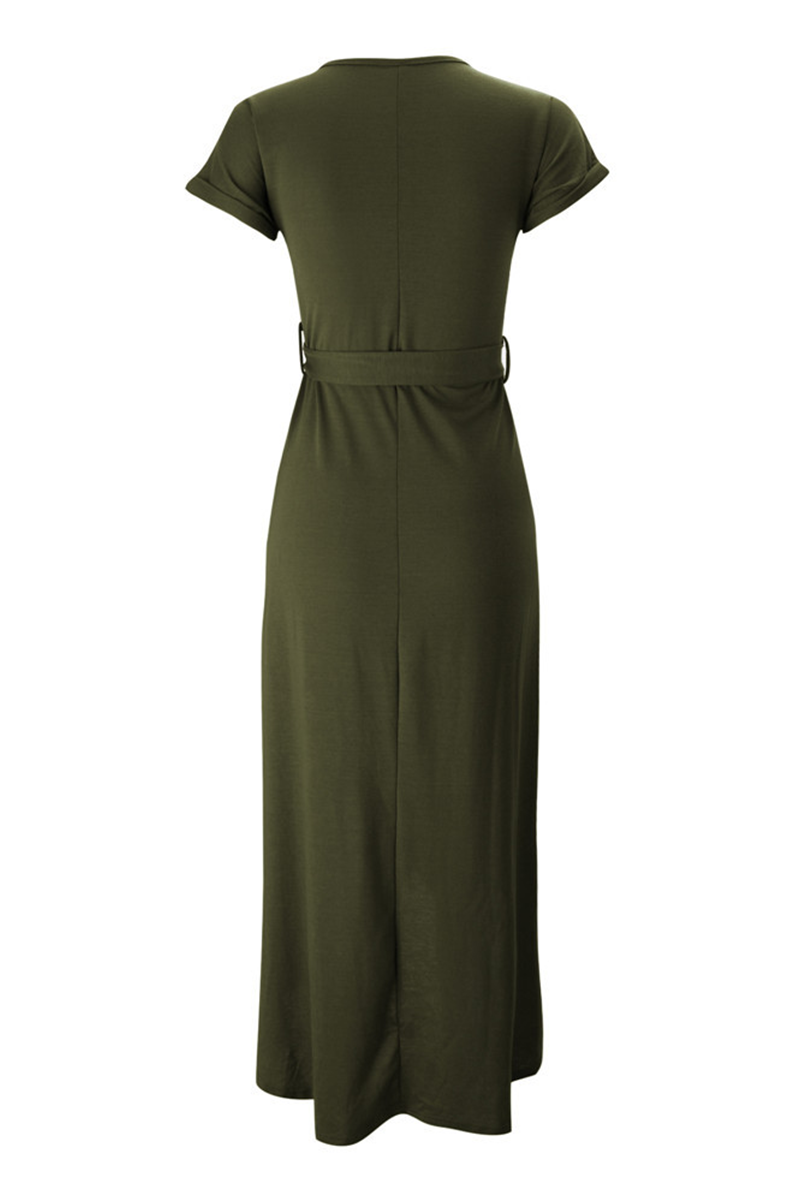 Women's summer midi dress, casual yet chic, with a defining tie waist feature.