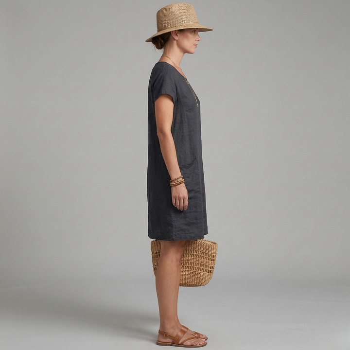 Stylish women's casual short sleeve mini dress, perfect for spring fashion, everyday wear, or a comfortable vacation.