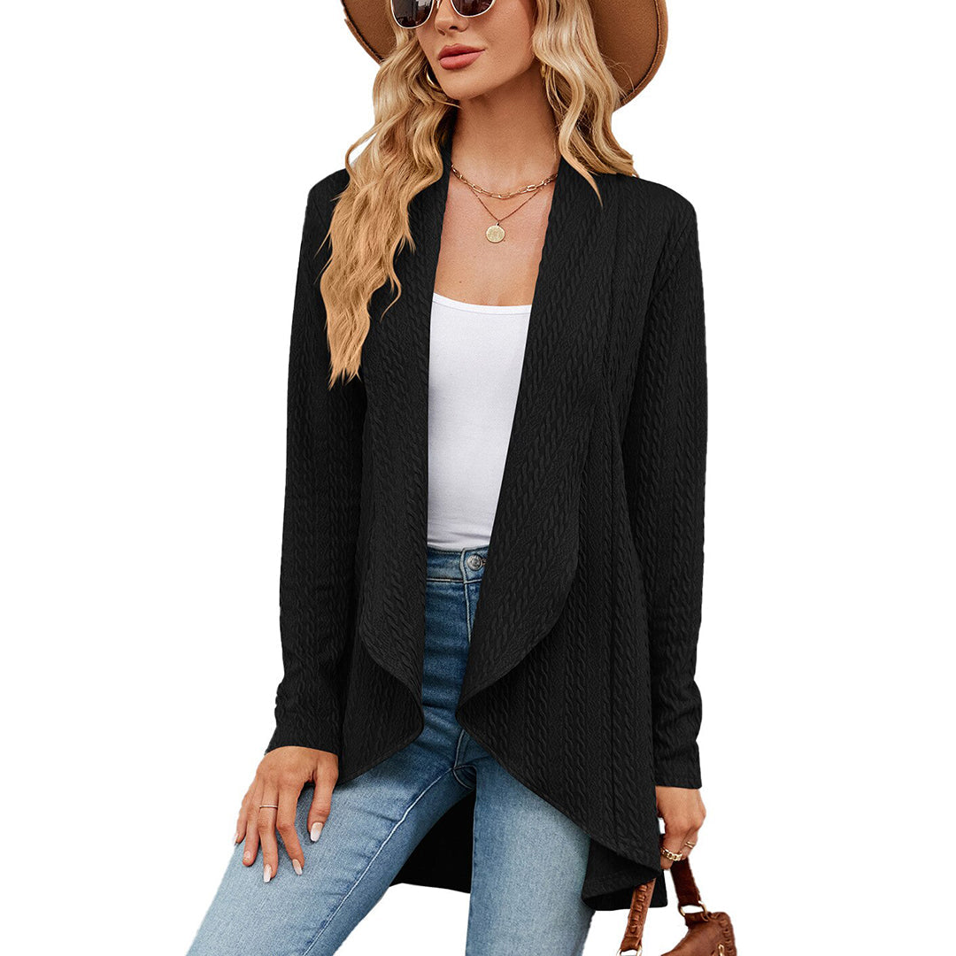Casual women's long cardigan, elegant open front style for effortless fashion