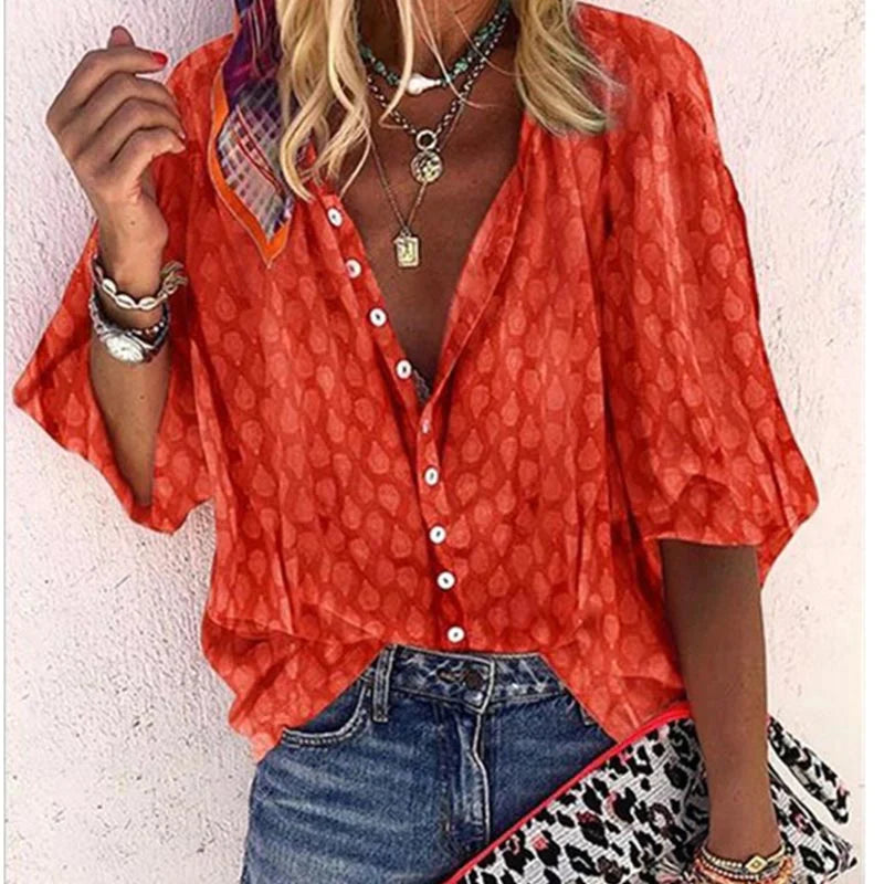 Everyday women's printed button-down top, versatile for various casual occasions