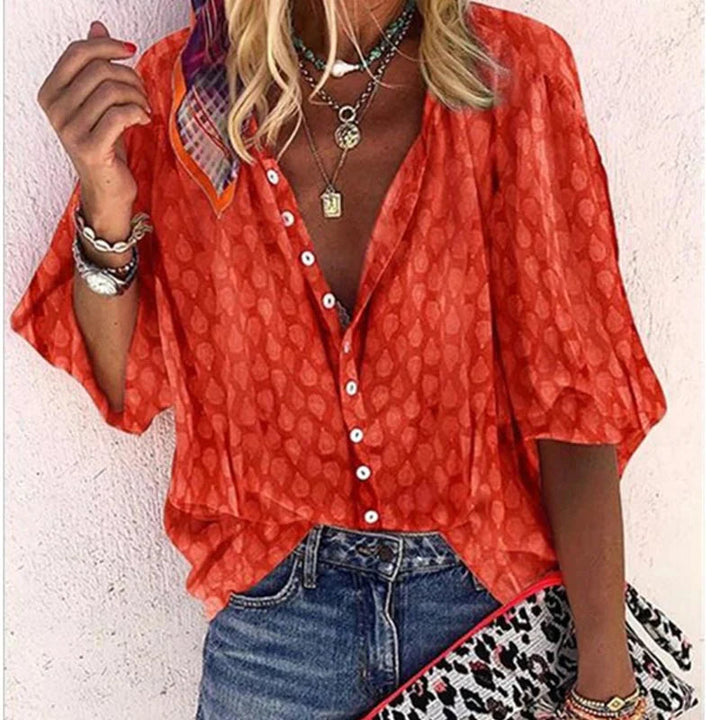 Everyday women's printed button-down top, versatile for various casual occasions