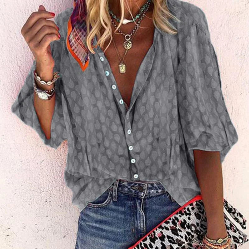 Chic women's printed casual blouse, lightweight and breathable for warm weather