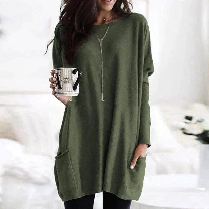 Women's relaxed fit casual top with pocket. Short sleeve tee for everyday soft comfort.